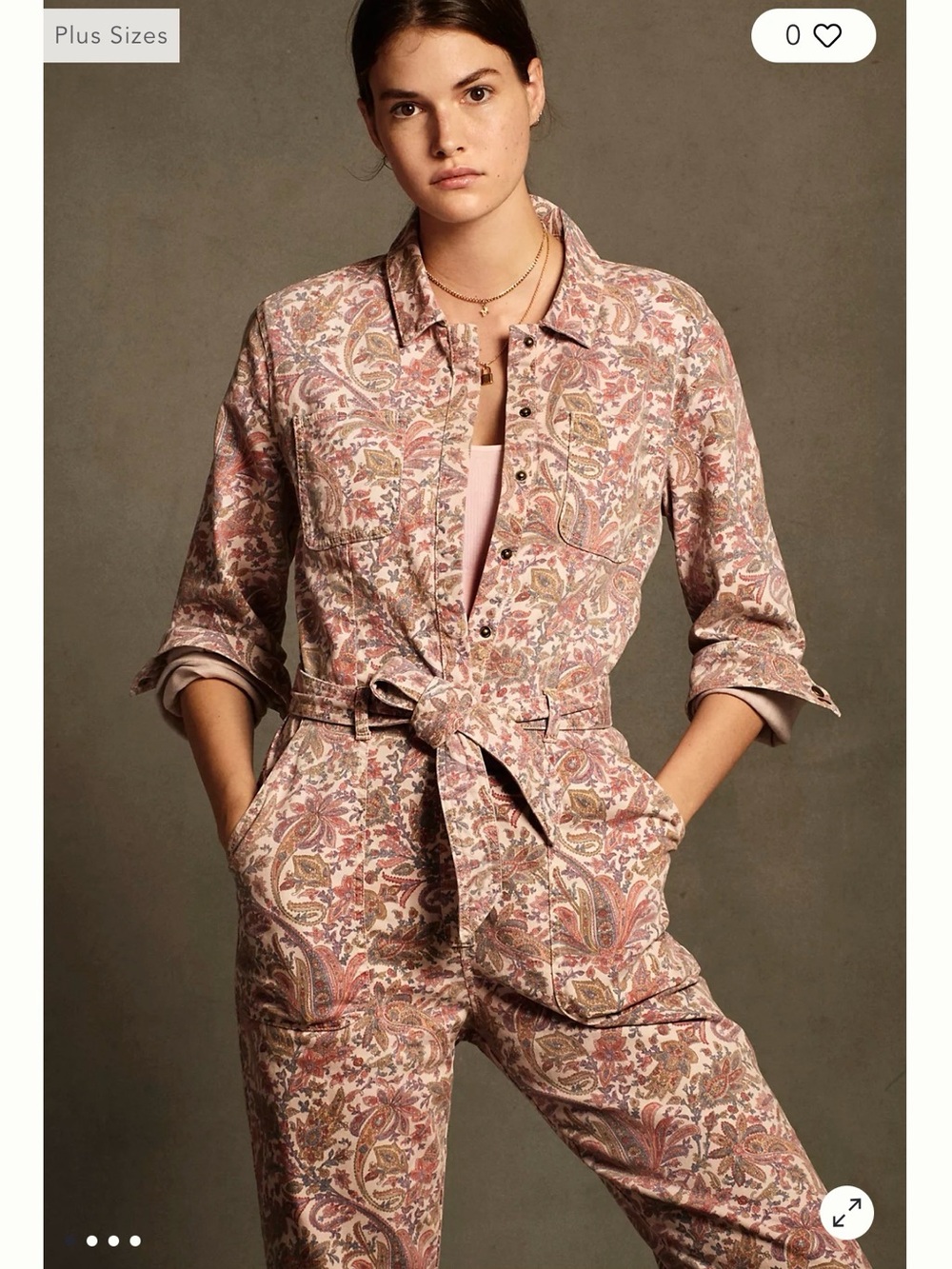 Anthropologie Paisley Print Belted Wide Leg Jumpsuit Retro 70s